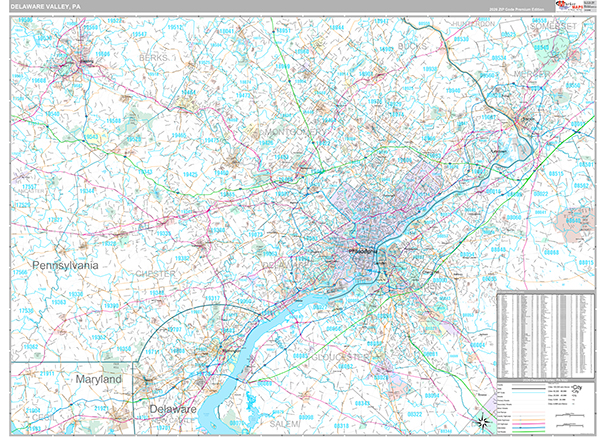 Delaware Valley, PA Metro Area Wall Map